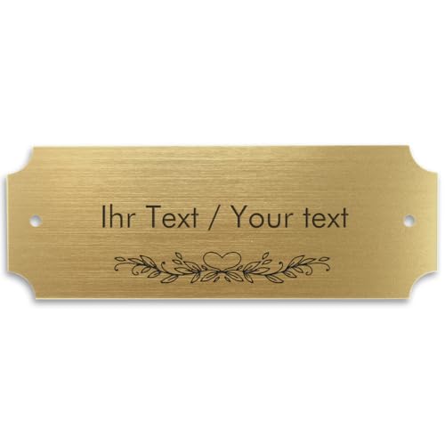 Personalisiertes Türschild in Messing-Optik mit Gravur - Acrylschild gold-metallic, 250 x 90 mm, eckig - Klingelschild, Namensschild