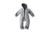 gipfelsport Wollwalk Overall Baby - Walkoverall aus Wollfleece | Walkanzug aus Merinowolle, Schurwolle, Walkwolle | Größe 74/80 in grau mit kurzem Reißverschluss