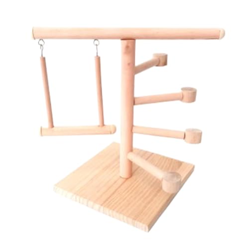 Wellensittich Spielplatz Vogel-Spielplatz mit Feeder-Cup Spielzeug Leiter Erklimmen Schaukel und Tablett, Vogel Spielplatz, Vogelspielplatz, Spielplatz Gym Vogelständer Barsch Turnha