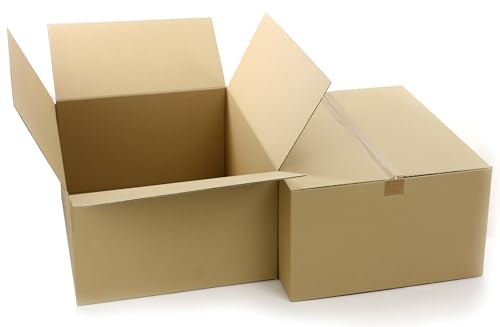 WePack 20 Stück Faltkarton 350x350x250 mm Versandkarton E-commerce Karton 1-Wellig 400G Braun Kartonage Verpackung Postkarton Versandschachtel Paket Päckchen