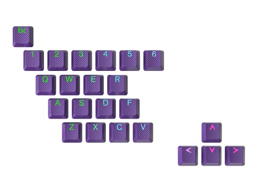 Ranked Gummi-Tastenkappen-Set | Doppelschuss Durchscheinend | OEM-Profil für Mechanische Gaming-Tastatur (dunkelviolett , 23 Tasten )