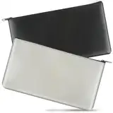 2 Stück Geldtaschen Banktasche, Banktasche Leder Banktaschen Aus Kunstleder 28 × 15.5 cm PU Leder Banktasche Geldmappe Bankmappe Geld Aufbewahrung Für Bargeld Münzen Kosmetik Rechnungen(Schwarz, Grau)