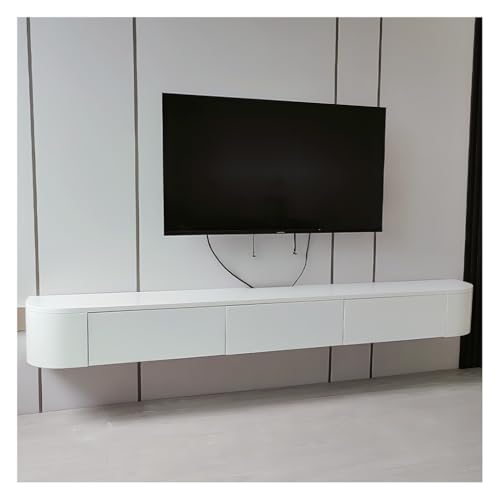 Modernes Entertainment-Medienkonsolen-Center Für Das Wohnzimmer, An Der Wand Montierter TV-Schrank, Große TV-Bank Mit Stauraum, Für Wohnzimmer Und Büro, Mit Schubladen Und Stauraum(Weiß,140cm)