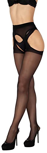 BANANALU 20 Den Sexy Ouvert Strumpfhose mit offenem Schritt Cutout Love 20 Nero XL