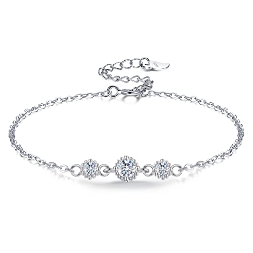 VANSZA Silber-Armband für Frauen, 925er Sterlingsilber mit funkelnden 3 Zirkonia-Diamanten, Armbänder für Damen, Mutter, Ehefrau, Weihnachts- und Geburtstagsgeschenke für Sie