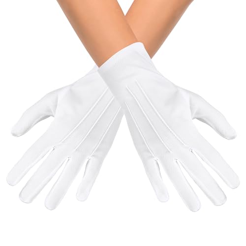 KarneLux Handschuhe Weiß- 1 Paar Damen Herren Handschuhe als Kostüm Zubehör - Accessoire für Karneval, Halloween oder Mottopartys 23 cm