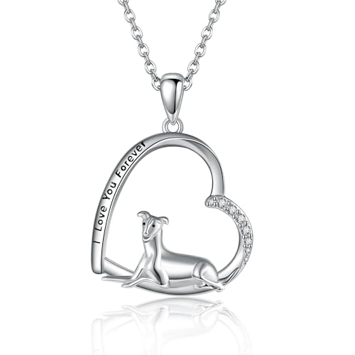 YAFEINI Windhund-Halskette aus Sterlingsilber, Windhund-Schmuck, Windhund-Geschenke für Frauen