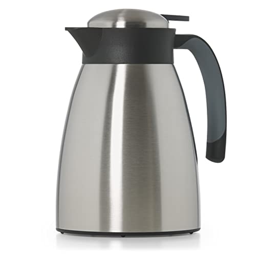 Blumtal Thermoskanne 1l - BPA-freie Teekanne mit Quick Tip Verschluss - auslaufsichere Kaffeekanne thermo für langanhaltende Isolation/Thermoskanne Tee - Kaffekanne - Tee Thermoskanne Edelstahl Silber