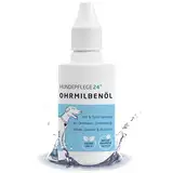 HUNDEPFLEGE24 Ohrentropfen für Hunde - Ohrmilben, Juckreiz & Ohrentzündungen natürlich & schonend entfernen - Hochwirksame, sofort wirkende Ohrenpflege für Hunde - Ohrmilben Hund 50ml