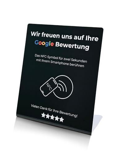 Bewertung Aufsteller für Rezensionen mit NFC-Chip | Vorprogrammiert zum Sofortstart | Mehr Rezensionen gewinnen - schwarz