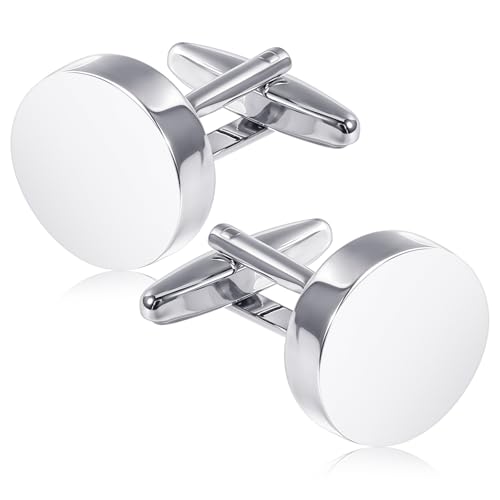 Ouligay Herren Manschettenknöpfe Klassische Manchettenknoepfe Silber Cufflinks for Men Bräutigam Manschettenknöpfe für Hochzeit Tanzparty Business Silber