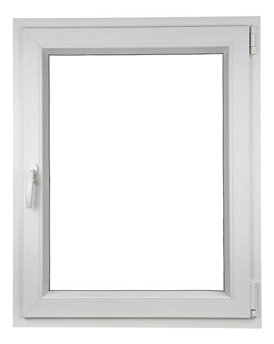 ALUCON Fenster 700x1000 mm – Kunststofffenster 70x100 cm – Flügelfenster Innen Weiß/Außen Weiß – DIN Rechts