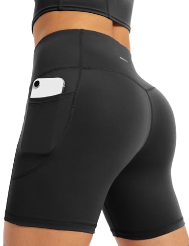 Yogaration Radlerhose Damen mit 2 Seitentaschen, Kurze Sporthose nahtlosem Schritt, Kurze Sport Leggings Damen High Waist für Gym, Sport, Running, Yoga, Wandern