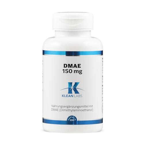 Klean Labs - DMAE (Dimethylaminoethanol) 150mg pro Kapsel - 200 Kapseln - vegan, ohne Gentechnik, ohne unerwünschte Zusätze & hochdosiert