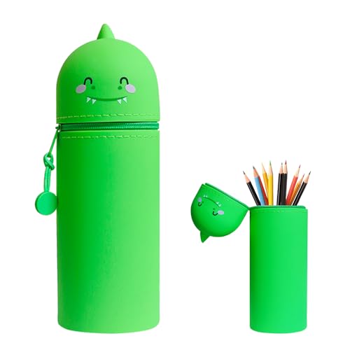 HIQE-FL Stand up Federmäppchen,Silikon Federmäppchen,2-in-1 Weiche Silikontasche,Tier Stifthalter,Cartoon Federmäppchen,Federtasche aus Weichem Silikon für Stifte (DD)