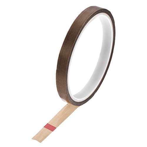 sourcing map 10mm PTFE beschichtet Gewebeband Braun Hochtemperaturband für Vakuum-, Hand- und Impulsversiegelungen Klebeband 10m/32,8ft