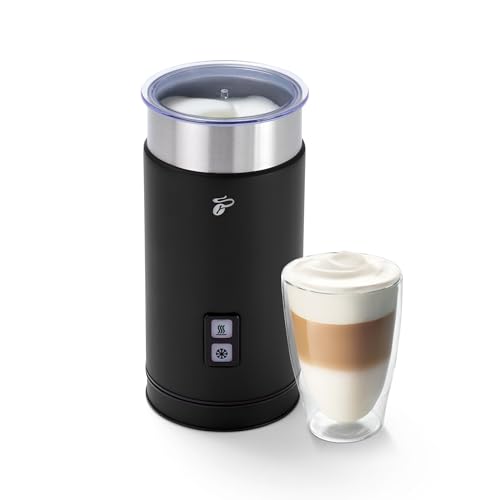 Tchibo elektrischer Milchaufschäumer, 130ml Fassungsvermögen, aus rostfreiem Edelstahl, Antihaftbeschichtung, warmer und kalter Milchschaum, für Latte Macchiato, Cappuccino und Kakao (Schwarz)