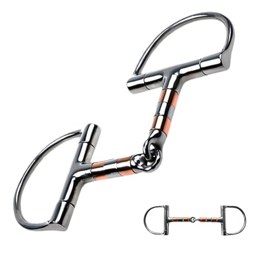 Pferdebohrer aus Edelstahl – Kupferwalze, D-Ring Snaffle | Professionelles Ring-Snaffel-Bit, Einzelgelenk-Design, professionelle Reitausrüstung für einen Contr