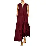 AMDOLE Boho-Kleider für Damen, ärmellos, lässig, Damen, Alltagskleid, Baumwollmischung, Sommer, Vintage-Größe, Damenkleid, Verkleidung für Erwachsene und Frauen, wein, M