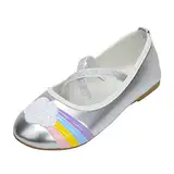 Prinzessin Einzelne Schuhe Festlich Ballerina Kinder Abendschuhe Kinderschuhe Mädchen Halbschuhe Lederschuhe Glitzer Kristall Festliche Kleidschuhe (Silver, 31 Little Child)