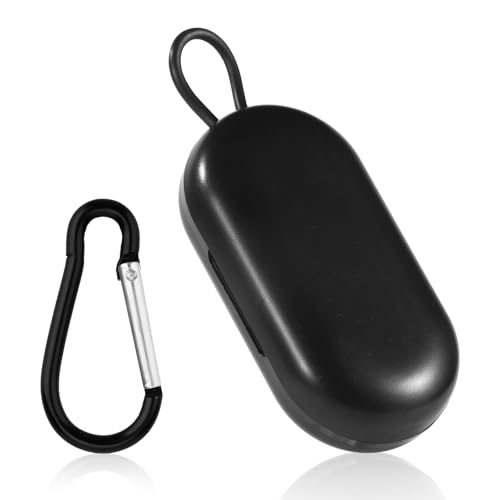 Ohrstöpsel Etui und Karabiner, Premium-Ohrstöpsel-Etui Schlüsselanhänger Tragbares Mini-Aufbewahrungsetui Ohrstöpsel-Etui Ohrstöpsel-Organizer Reisen Camping Geschäftsaktivitäten(Schwarz)