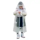 Elitecran Kinder Wasserdicht Regenponcho, Unisex Kinder Wasserdicht Wiederverwendbar Klar Eva Regenmäntel mit Kapuze, Regencape Regenmantel Regen Poncho Cape für Mädchen Jungen (Weiß)