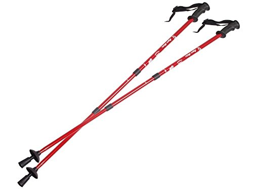 EUROBATT Nordic Walking Stöcke Stock Set 2 Stücke Paar Trekking Wander Länge 65-135cm Farbvarianten Walkingstöcke Anti-Shock Dämpfungssystem (Rot)