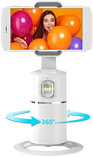 Handyhalterung für Smartphone,360 ° Drehbar Gesichts Tracker【Keine APP Erforderlich】 Selfie Stick,Geeignet Handyhalter für iPhone Android Live Broadcast/Video/Vlog Handy Ständer…Weiß