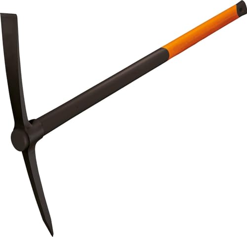 Fiskars geschmiedete Kreuzhacke, Länge: 90 cm, Gewicht: 2,95 kg, Geschmiedeter Stahl-Kopf/Glasfaserverstärkter Kunststoff-Griff, Schwarz/Orange, 200, 1001733