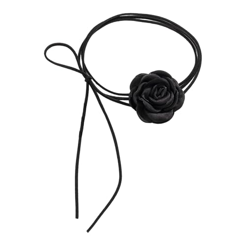 Blumen Choker Halskette, Elegant Rosen Choker, Schwarz, Blumen Halskette Choker, Halsband Blumen Gothic für Frauen und Mädchen, Perfektes Accessoire für Partys, Hochzeiten und Täglichen Gebrauch