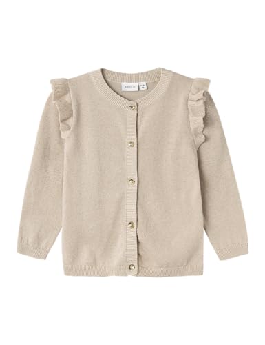 NAME IT Mädchen Nmfabinne Ls Knit Card Noos Strickjacke, Peyote/Detail:Tone In Tone Lurex, 104 EU