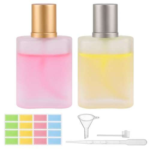 Deepton 2 Stücke Parfum Flakon Leer, Parfümzerstäuber, Parfümzerstäuber Nachfüllbar, Flacon zum Befüllen, Perfume Atomizer,Zerstäuber Parfüm, Parfum Zerstäuber mit Zerstäuberpumpe und Trichter(30ml)