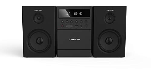 GRUNDIG MS 300 Design Micro Anlage, Kassette, FM-Tuner, MP3 Wiedergabe, USB, SD Karte, Bluetooth, GHF1050, Schwarz