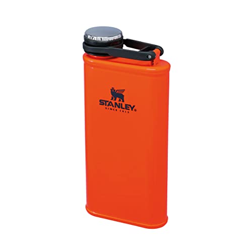 Stanley Classic Wide Mouth Flask 236 ml mit Never-Lose Kappe - Edelstahl Flachmann mit Weiter Öffnung zum Einfachen Befüllen und Einschenken - BPA-Frei - Blaze Orange