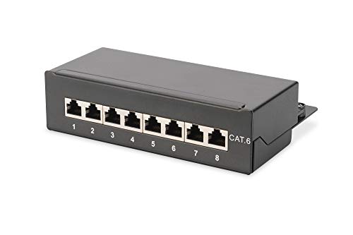 DIGITUS Desktop Patchpanel - Cat-6 - 8-Port RJ45 - Geschirmt - LSA Patch-Feld - Aufputz-Montage - Schwarz