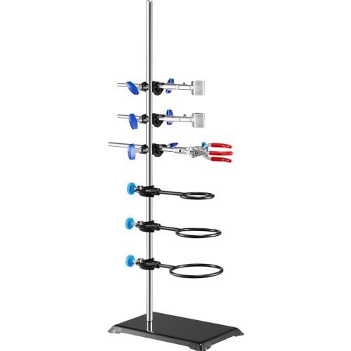 VEVOR Laborständer 60 cm laborstativ Set, Laborständer Halterungen Labor Unterstützung Edelstahl & Gusseisen stativmaterial eingestellbar für Labor Experiment Chemie Physikalische Forschung