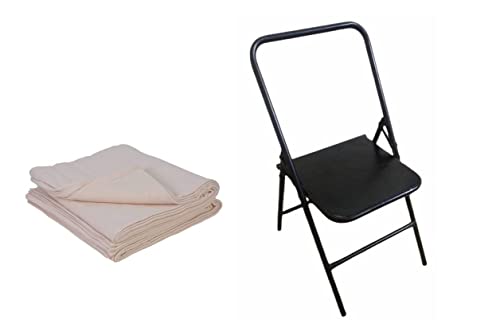 Iyengar Yoga Stuhl + 2 Baumwolle Yoga Decken Combo Pack Pune Yoga Stuhl Weiß Yoga Decken Rückenfrei Yoga Stuhl Yoga Geschenke