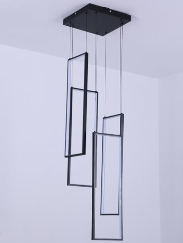 Pendelleuchte Modern Treppenhaus LED,Höheverstellbar Kronleuchter geeignet für Wohzimmer Esstisch,Treppe, Hotels, Villen, Geschäftsviertel Deckenleuchte Hängelampe,Ferngesteuertes Dimmen (140, Watt)