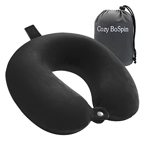 Cozy BoSpin Reisekissen- Perfektes Memory Foam Nackenkissen Stützkissen,kompakt und leicht, schnell gepackt,Schlafrestkissen (Schwarz)