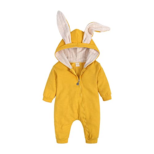 Verve Jelly Baby Mädchen Jungen Herbst Kleidung Hoodie Reißverschluss Langarm Strampler Overall Bunny Body Overall Outfits Gelb 2 90 12-18 Monate