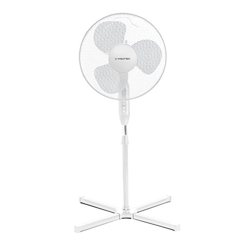 TROTEC Standventilator TVE 15 S – 40 Watt, oszillierend 80°, 3 Stufen, Ø 40 cm, höhenverstellbar, leise, weiß