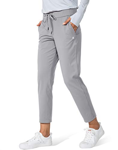 G Gradual Damenhose mit tiefen Taschen, 7/8-Stretch-Jogginghose für Damen, athletisch, Golf, Lounge, Reisen, Arbeit, Hellgrau, Groß