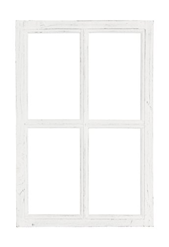 Nostalgie Holz Deko Fenster weiß gewischt 40 x 2 x 60 cm