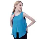 ChillSabai Stilltops Chiffon - Elegant Stilloberteil mit Reißverschluss - Hautfreundlich & Atmungsaktiv - Leicht Umstands-Tanktop Sommer, Kurz - Schwangerschafts- & Stillmode, Türkis, S-M