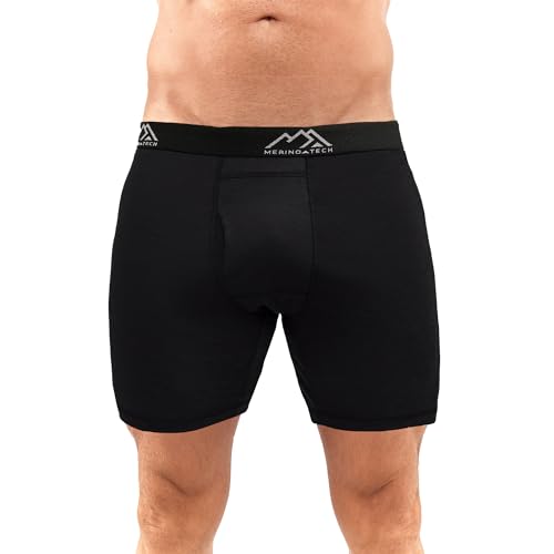 Merino.tech Unterwäsche Herren - 100% Merino Boxershorts Herren Wolle, Atmungsaktiv Und Feuchtigkeitsableitend (Medium, 1 Pack - 150 Schwarz)