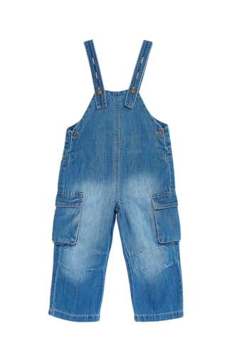 MODJEANS Jeans Latzhose Kinder – Größe 110, 5-6 Jahre – 100% Baumwolle mit Zwei Cargo-Seitentaschen – Overall für Jungen und Mädchen - Dunkelblau