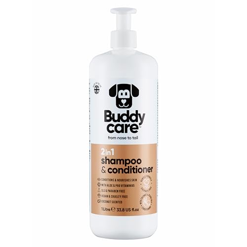 2in1 Shampoo & Conditioner von Buddycare - Praktisches Hundeshampoo und Conditioner in einem - Mit Aloe Vera und Pro-Vitamin B5 (1L)