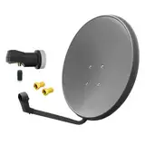 ARLI 60cm HD Sat Anlage Digital Single LNB + 2 F-Stecker 1 Teilnehmer Antenne Set UHD 4K FullHD