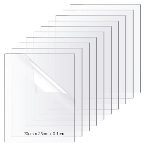 Eurtes 10er Set Acrylglas 1mm Dicke, Ultra Klare Acrylglas Platte für das Ersatzglas, Transparente Acrylglas Platten für Fotorahmen, Projektausstellung, Malerei, Tischaufsteller (25 * 20cm)