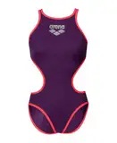 ARENA Damen One Women's Big Logo Swimsuit Badeanzug, Pflaume/helle Koralle, 34